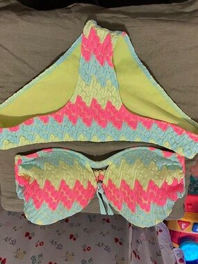 Victoria's Secret  Neon Chevron Bikini in Pink, Yellow, Blue